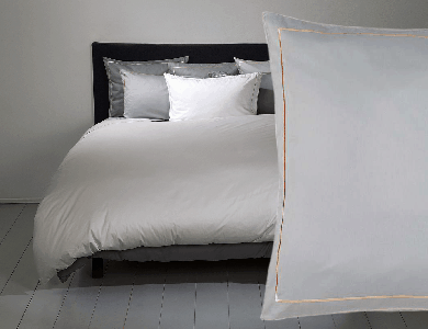 Christian Fischbacher Satin Duvet Cover Set Premium gray with orange frame