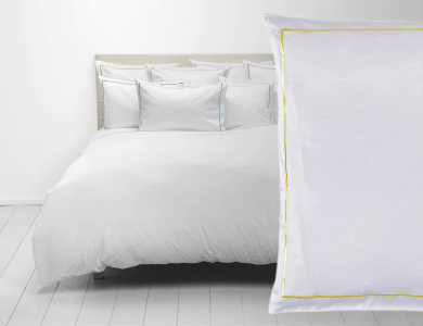 Christian Fischbacher Satin Duvet Cover Set Premium white with light yellow frame