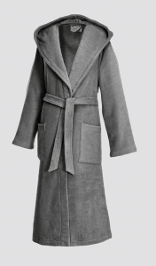 Hooded terry bathrobe for women and men graphite
