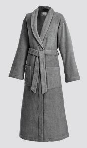 Terry bathrobe with shawl collar for women and men graphite
