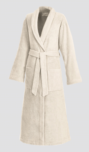 Terry bathrobe with shawl collar for women and men ivory