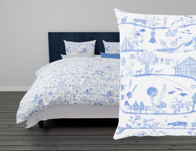 Fischbacher Lumnezia Satin Bed Linen, blue